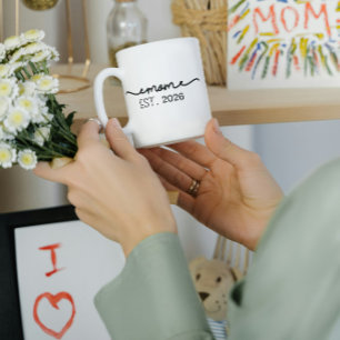 Taza De Café Minimal Mom Establecido Nombre Manuscrito Año