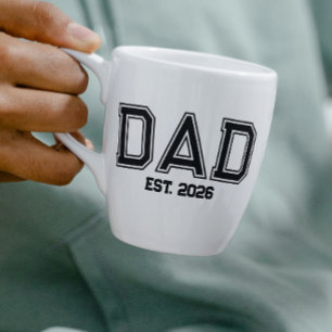 Taza De Café Minimal Papá Año de Fundación Nuevo Padre