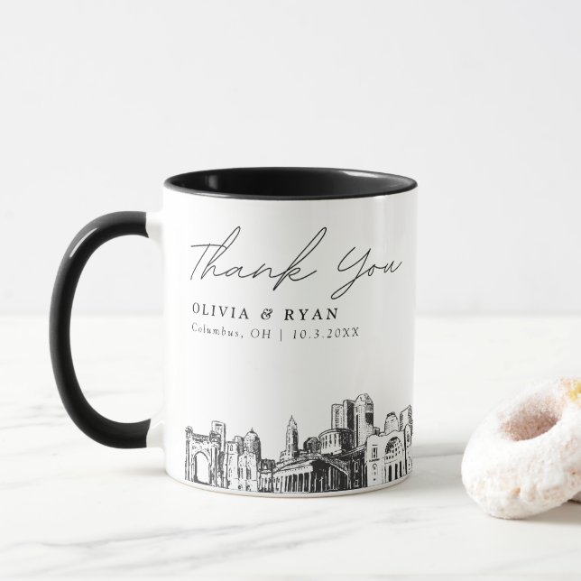 Taza De Café Minimal Personalizada De Boda En Colu (Con donut)