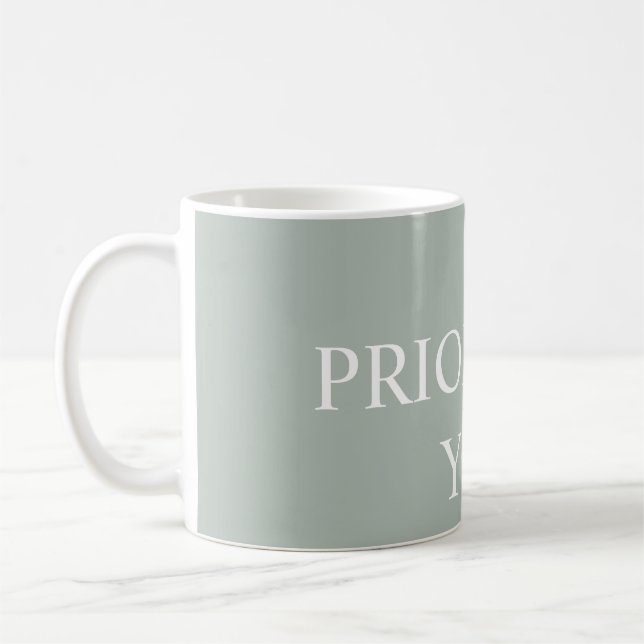 Taza De Café Minimal Prioritize You Quote Ash Colour (Izquierda)