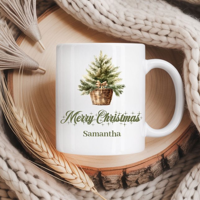 Taza De Café Minimal Scandinavian neutral art custom name Xmas (Minimal Scandinavian neutral art custom name Christmas mug

)