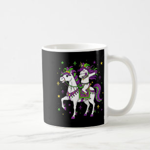Taza De Café Minimal Unicorn Cabalgando Caballo Mardi Gras