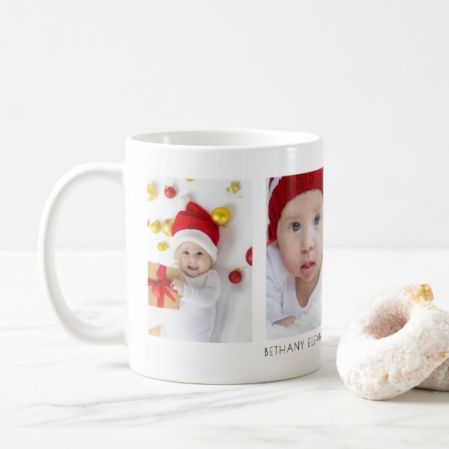 Taza De Café Minimalist 4 Photos Baby Name and Year (Con donut)