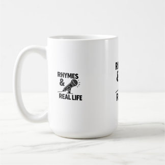 Taza De Café Minimalist Black & White “RHYPES & REAL LIFE” Micr