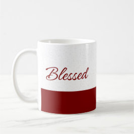 Taza De Café Minimalist Blessed Burgundy Script Art