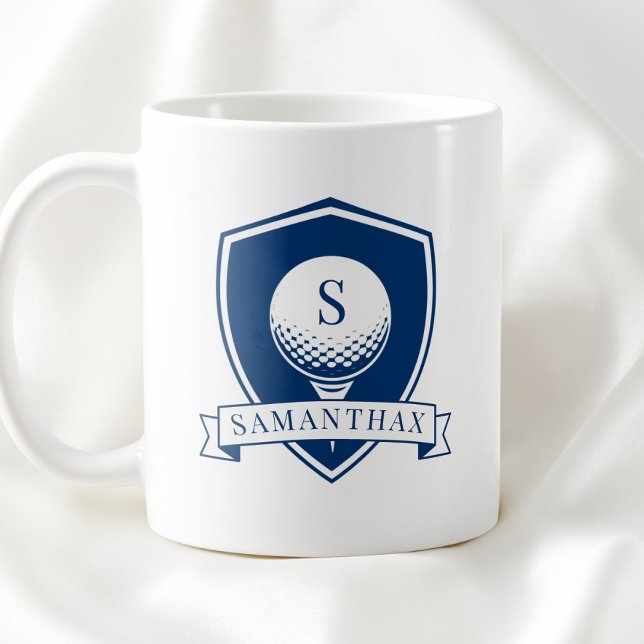 Taza De Café Minimalist Blue and White Modern Initial Monogram (Minimalist Blue and White Modern Initial Monogram Coffee Mug)