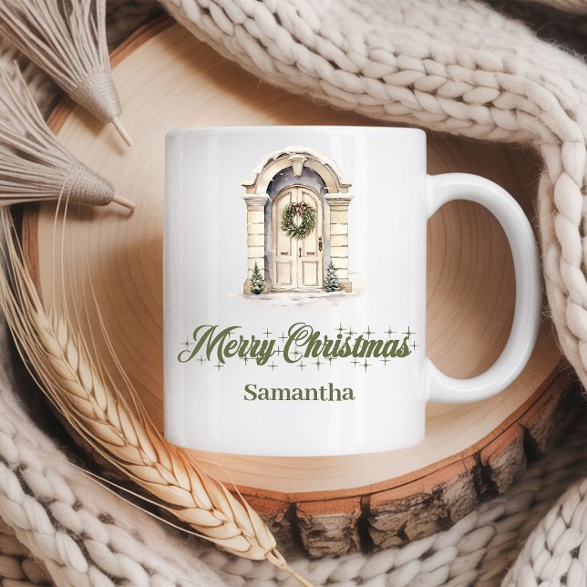 Taza De Café Minimalist Christmas Coffee Mug Custom Name (Minimalist Christmas Coffee Mug Custom Name)
