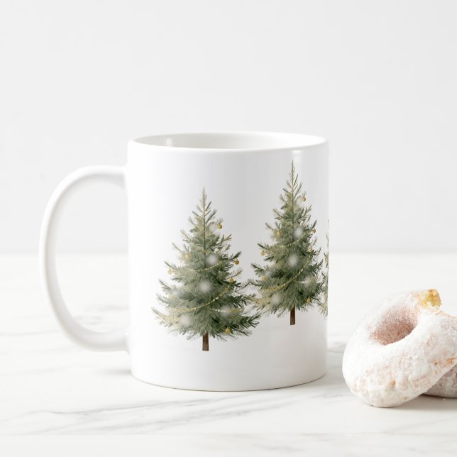 Taza De Café Minimalist Christmas Tree Design  (Con donut)