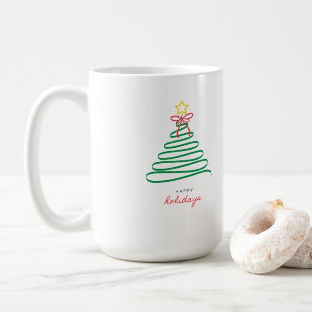 Taza De Café 🎄 Minimalist Christmas Tree Holiday Mug (Con donut)