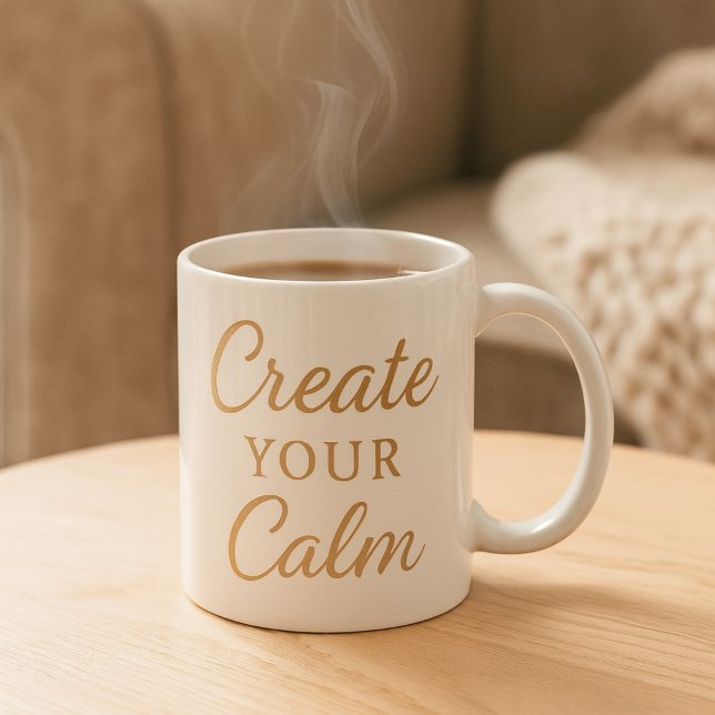 Taza De Café Minimalist Cozy Quote Mug – “Create Your Calm”  (create_your_calm_minimalist_quote_png_aureline_studio)