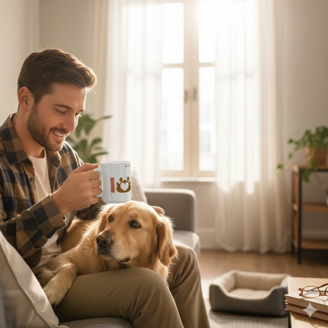 Taza De Café Minimalist Dog Dad Mug | Paw Print Heart (Subido por el creador)