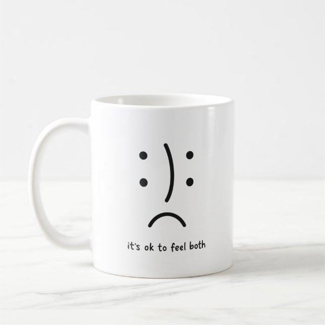 Taza De Café Minimalist Dual Emotion Face Mug (Izquierda)