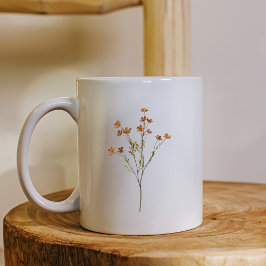 Taza De Café Minimalist Floral Nature Inspired Simple White