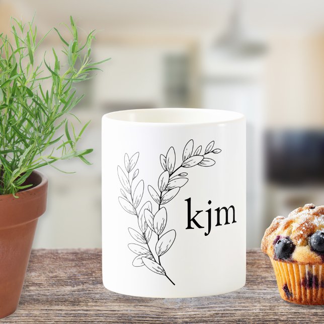 Taza De Café Minimalist Foliage Monogram  (Subido por el creador)
