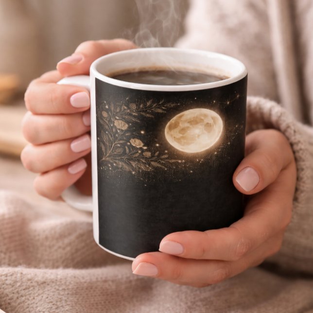 Taza De Café Minimalist Gold Moon & Constellation Black Mug (Subido por el creador)