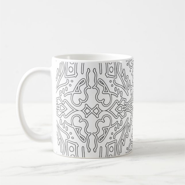 Taza De Café Minimalist Grey Floral Pattern (Izquierda)
