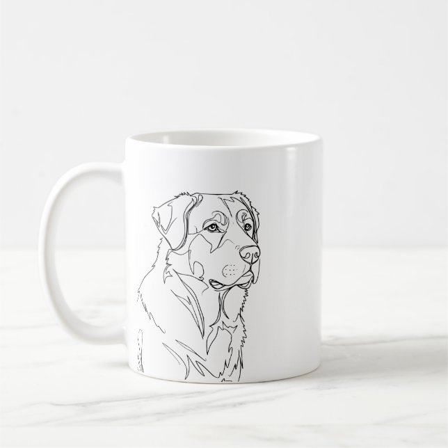 Taza De Café Minimalist Modern Dog Line Art Drawing (Izquierda)
