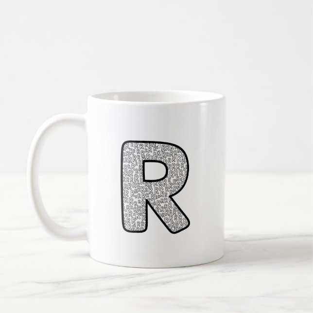 Taza De Café Minimalist Monochrome Letter R Art Mug (Izquierda)