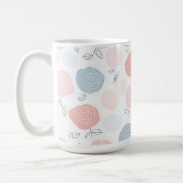 Taza De Café Minimalist Pastel Rose White Floral Pattern