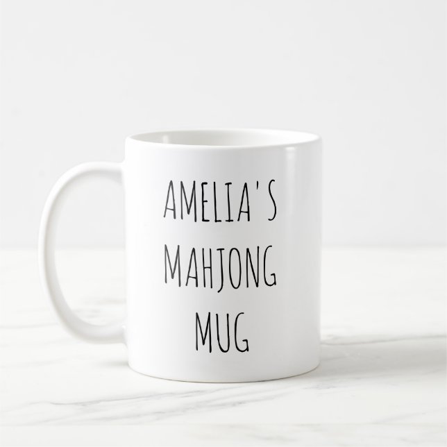 Taza De Café Minimalist Personalized Mahjong Name Design Simple (Izquierda)