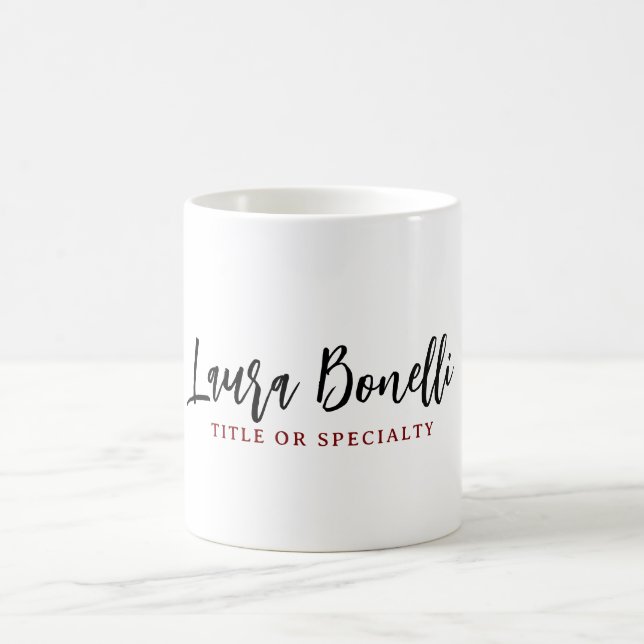 Taza De Café Minimalist Professional Handwrite Plain Name Title (Centro)