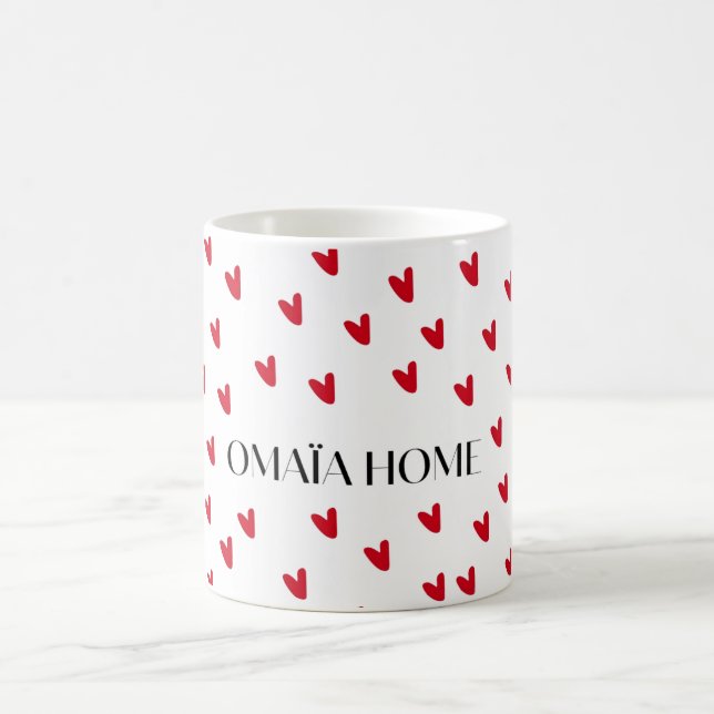 Taza De Café Minimalist Red Hearts Pattern Mug | Cute Romantic  (Centro)