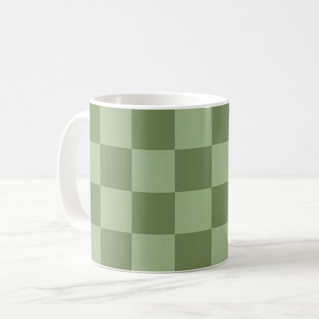 Taza De Café Minimalist Sage Green Checkerboard Pattern (Anverso izquierdo)