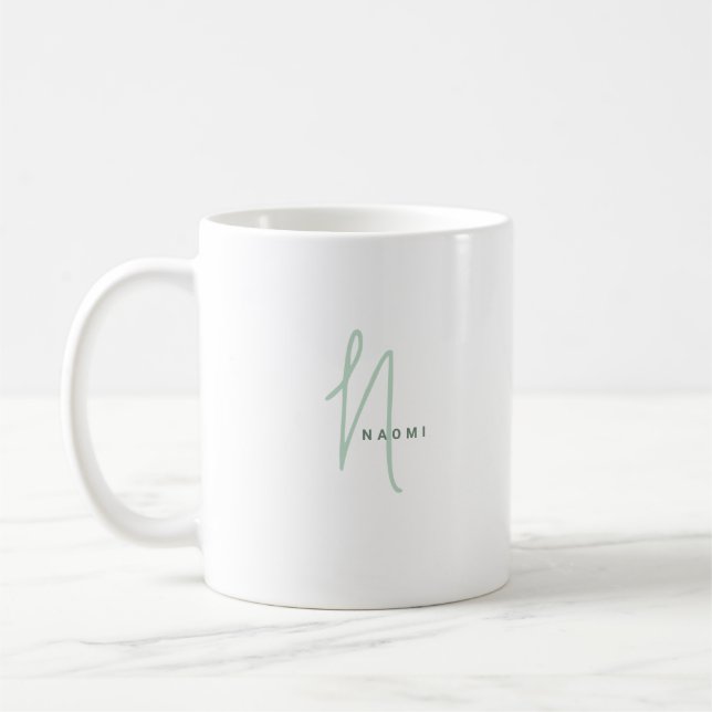 Taza De Café Minimalist Script | Custom Monogram and Name (Izquierda)