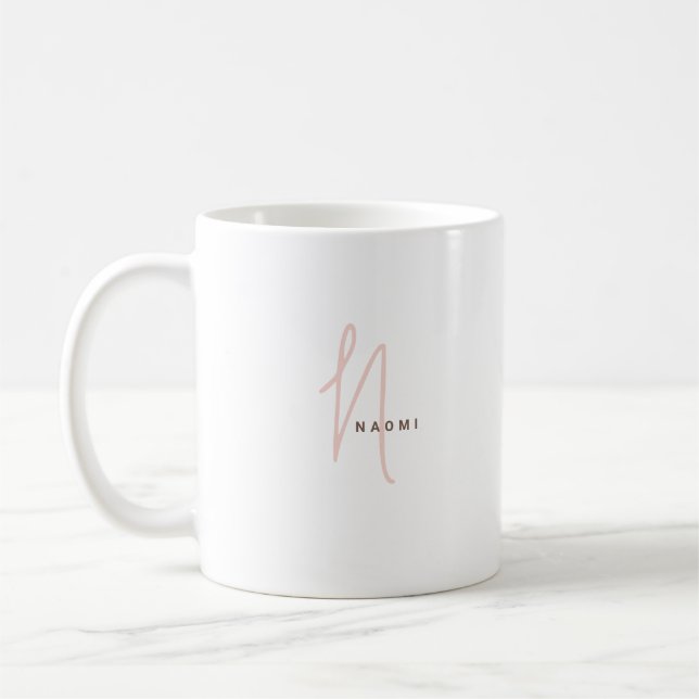 Taza De Café Minimalist Script | Custom Monogram and Name (Izquierda)