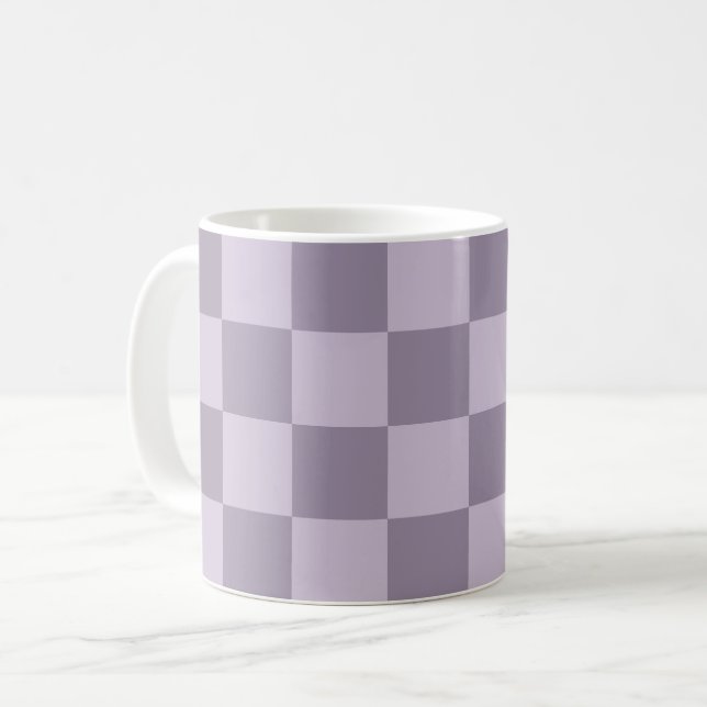 Taza De Café Minimalist Soft Lavender Checkerboard Pattern  (Anverso izquierdo)