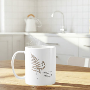 Taza De Café Minimalist White mug with Peace Quote – Elegant 