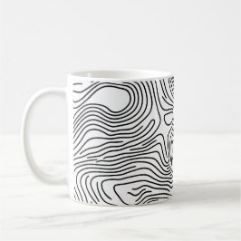 Taza De Café Minimalist White Topographic Line Art 🌍