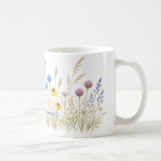 Taza De Café Minimalist Wildflower Meadow Mug – Delicate Waterc