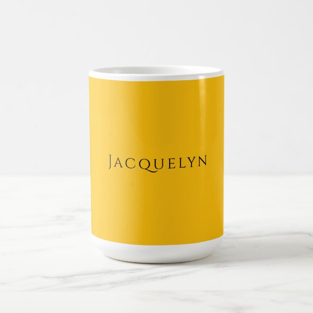 Taza De Café Minimalist Yellow Orange Plain Elegant Modern Name (Centro)