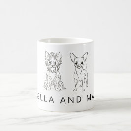 Taza De Café Minimalist Yorkie & Chihuahua Custom Name  -
