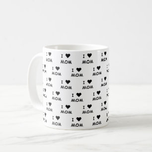Taza De Café Minimalista amo a mamá corazón Script Personalizad