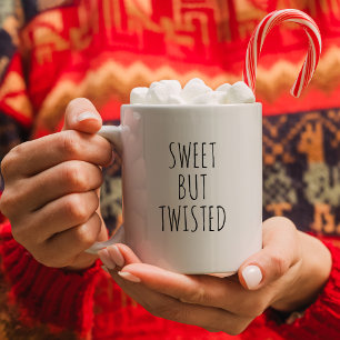 Taza De Café Minimalista blanco y negro "dulce pero torcido"