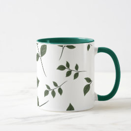 Taza de café minimalista botánico hojas verdes dos