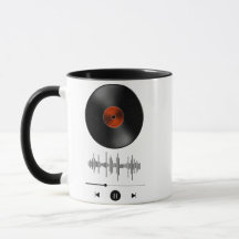 Taza de café minimalista con onda de sonido de dis