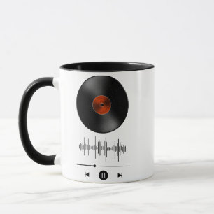 Taza de café minimalista con onda de sonido de dis