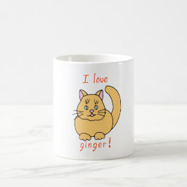 Taza De Café Minimalista Cute me encanta el gato jengibre Coffe