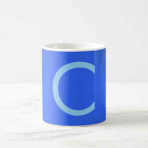 Taza De Café Minimalista Elegante Profesional Monograma Azul