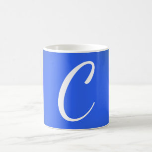 Taza De Café Minimalista Elegante Profesional Monograma Azul