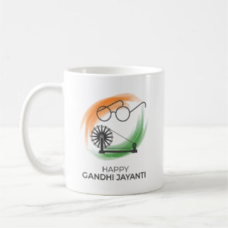 Taza de café minimalista Feliz Gandhi Jayanti