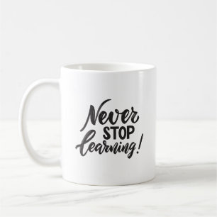 Taza De Café Minimalista Inspirado Nunca Dejes de Aprender Eleg