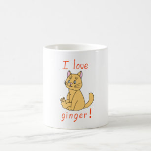 Taza De Café Minimalista me encanta el gato jengibre