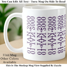 Taza De Café Minimalista Moderno Fecha Mensaje Oculto Lila Pers