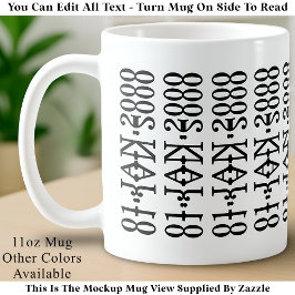 Taza De Café Minimalista Moderno Fecha Mensaje Oculto Personali