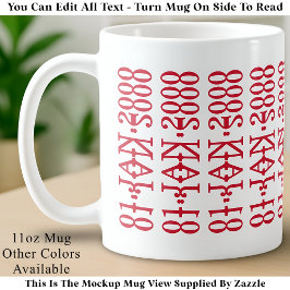 Taza De Café Minimalista moderno fecha mensaje oculto personali