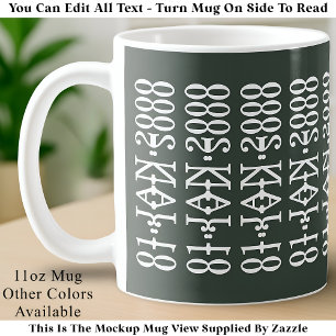 Taza De Café Minimalista Moderno Fecha Mensaje Oculto Personali